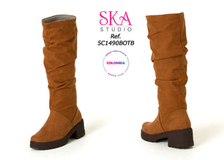 Botas Planas Holgadas en Gamuza  5C1490BOTB - Miel