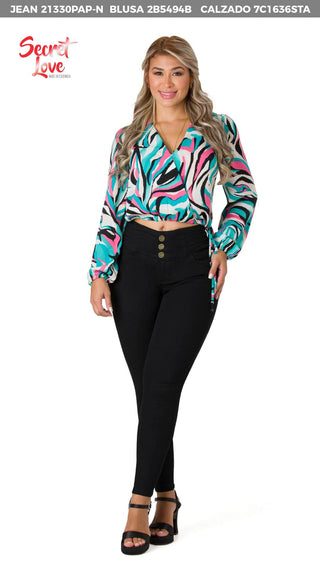 Blusa Cuello En V 2B5494B - Estampado