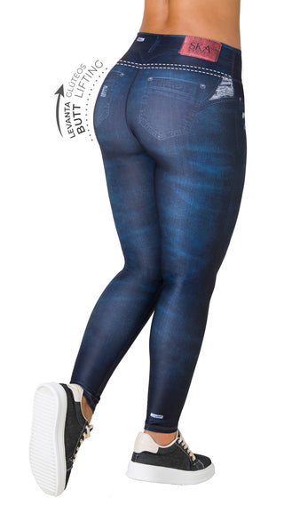 Leggings levanta cola tobillero ska 5L809BPNT-B - Azul Oscuro