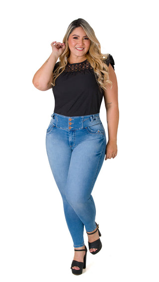 Blusa Con Encaje 2B5402B - Negro