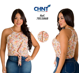 Blusa Halter Con Nudo  7B5386B - Estampado