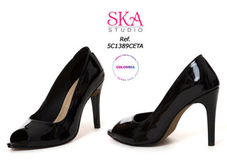 Tacón Charol Con Puntera Abierta 5C1389CETA - Negro