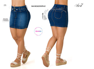 Judith Falda Con Costuras Posterior 40583FAPN-B - Azul Medio