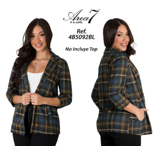 Blazer De Manga 3/4 A Cuadros 4B5092BL - Estampado