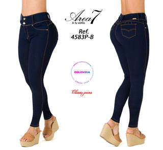 Iolanthe Jeans Skinny Levanta Cola Tiro Alto 4583P-B - Azul Oscuro