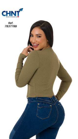 Blusa Manga Larga 7B3778B - Verde Oliva