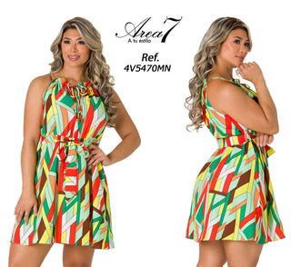  Vestido Mini Sin Mangas 4V5470MN - Estampado