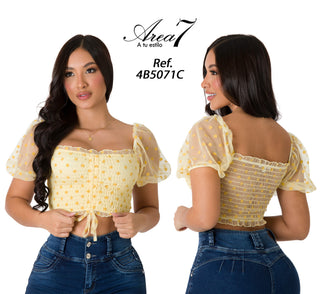 Blusa De Manga Bombacha  4B5071C - Amarillo