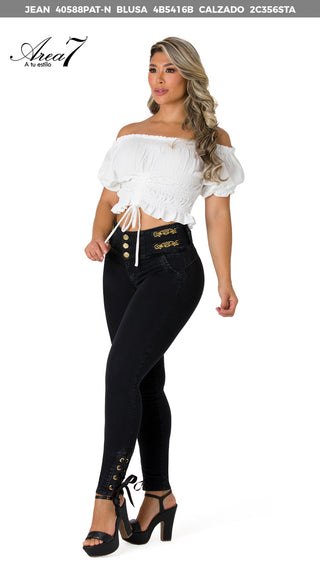  Blusa Fruncida Con Manga Resorte 4B5416B - Blanco