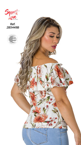 Blusa Floral Cuello Bandeja 2B5449B - Estampado