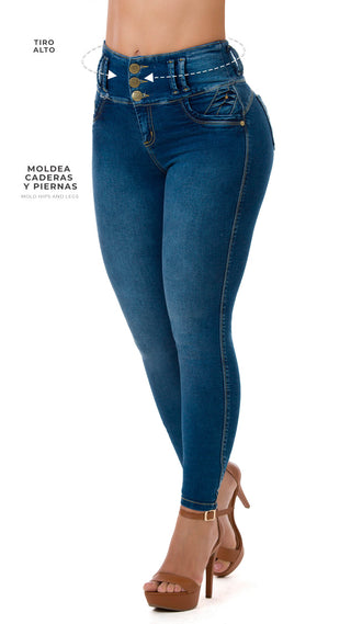 Giovanny Jeans Levantacola Bota Skinny 52301PAP-B - Azul Medio