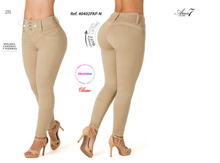 Glenda Jeans Levantacola Bota Skinny 40402PAP-N - Khaki