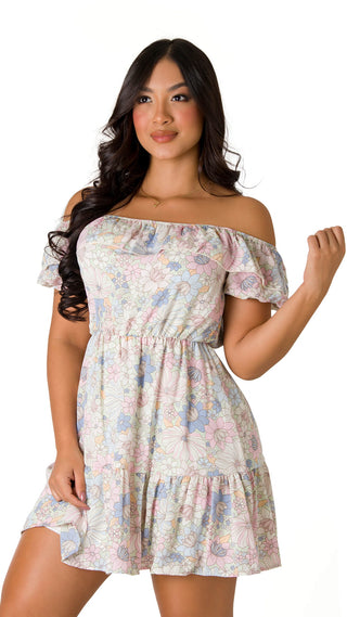 Vestido Corto Escote Bandeja 7V5393MN - Estampado