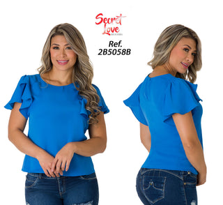 Blusa Manga Corta Y Con Volantes 2B5058B - Azul