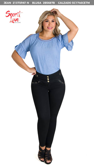 Blusa con hombros descubierto 2B5687B - Azul