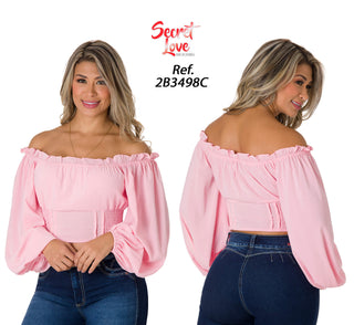Blusa Con Mangas Tipo Globo 2B3498C - Rosado