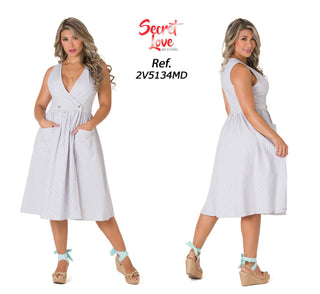 Vestido Con Escote En V 2V5134MD - Gris Claro