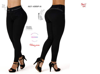 Isaias Jeans Skinny Levanta Cola Tiro Alto 4999P-N - Negro