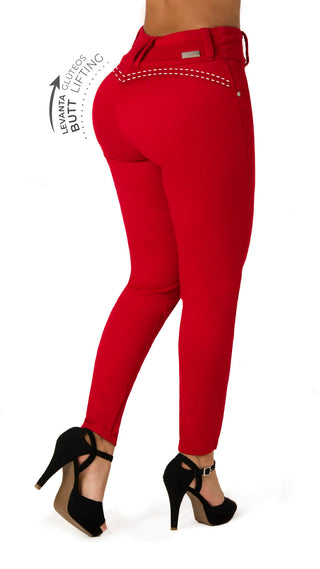 Egypt Jeans Levantacola Bota Skinny 52039P-N - Rojo