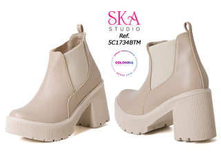 Botas con tacÃ³n ancho 5C1734BTM - Beige