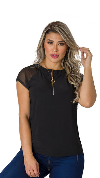 Blusa Con Cierre Frontal 2B5372B - Negro