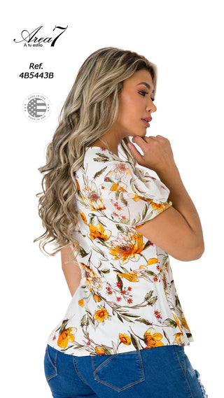  Blusa Con Escote Cruzado 4B5443B - Estampado