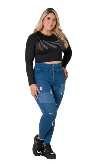 Jean Levanta cola tobillero CHNT 71286PNT-B - Azul Medio
