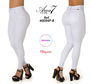 Iona Jeans Skinny Levanta Cola Tiro Alto 40094P-B - Blanco