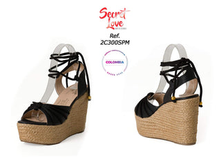Sandalias Con Plataforma y Ajuste en Cordones 2C300SPM - Negro