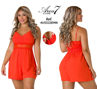 Enterizo Mini Cuello En V 4V5533EMN - Naranja