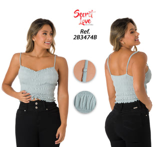  Blusa Fruncida Sin Mangas 2B3474B - Pistacho