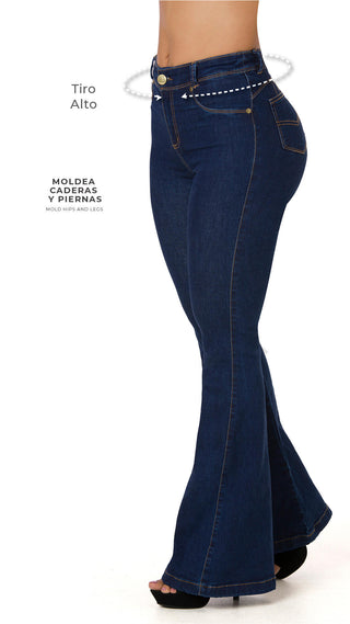 Goldarina Jeans Levantacola Bota Campana 52276PDC-B - Azul Oscuro
