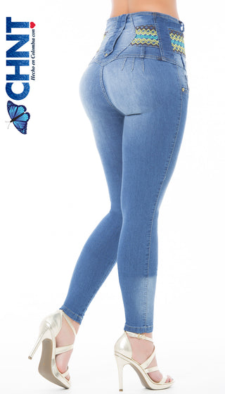 Horn Jeans Levantacola Bota Skinny 70174TAP-N - Azul Medio