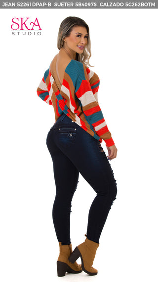 Gideon Jeans Levantacola Bota Skinny Destroyed 52261DPAP-B - Petroleo