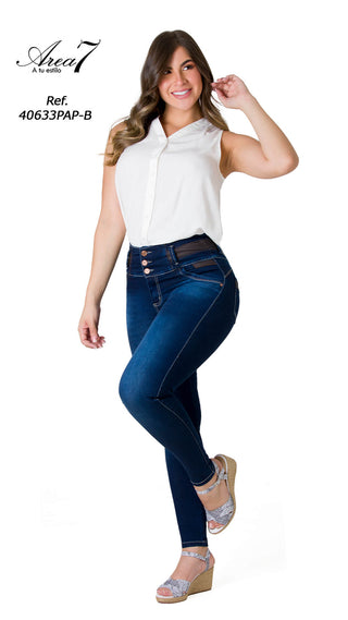 Jeans Levanta Cola Area7 40633PAP-B - Petroleo