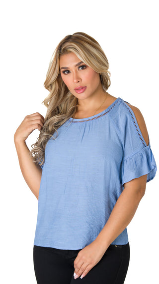 Blusa con hombros descubierto 2B5687B - Azul