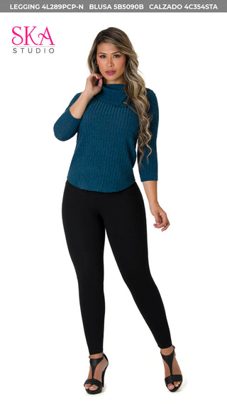 Blusa  Manga 3/4 Y Cuello Redondo 5B5090B - Azul Oscuro