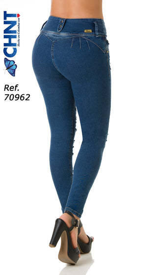 Eva Jeans Levantacola Bota Skinny 70962DPAP-N - Azul Medio