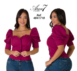 Blusa Escote Corazon Manga Farol 4B4171B - Vinotinto