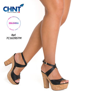 Sandalias de tacon ancho 7C1639STM - Negro