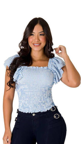 Blusa Enresortada 7B5401B - Azul Claro