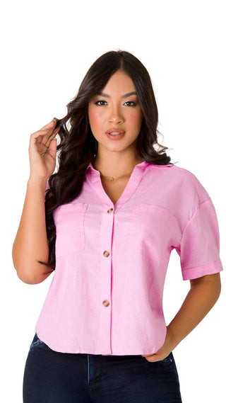 Blusa Con Botones Delanteros 7B5270B - Rosado