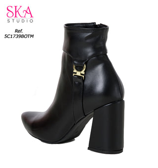 Botas Cortas Con Tacón Ancho 5C1739BOTM - Negro