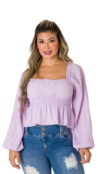  Blusa Manga Larga 7B4837B - Lila