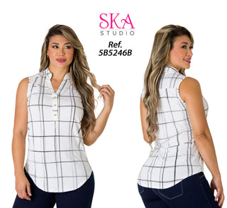 Blusa A Cuadros Sin Mangas 5B5246B - Estampado
