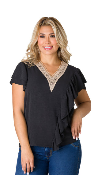 Blusa con boleros 2B5461B - Negro