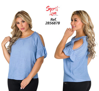 Blusa con hombros descubierto 2B5687B - Azul
