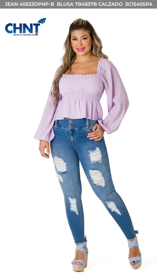  Blusa Manga Larga 7B4837B - Lila