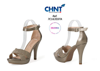 Sandalia Tacon Con Detalles 7C1635STA - Dorado