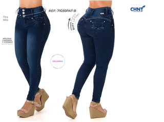 Gerrilee Jeans Levantacola Bota Tobillero 71030PAT-B - Azul Oscuro